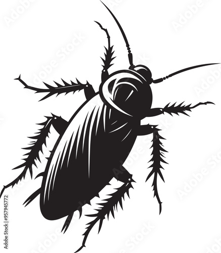 Cockroach insect animal Silhouette vector illustration isolated on a white background