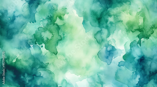 "Immerse yourself in the serene beauty of our abstract watercolor landscape. This hand-drawn illustration features a captivating seascape with cool waves, rendered in teal green and deep colors. Perfe