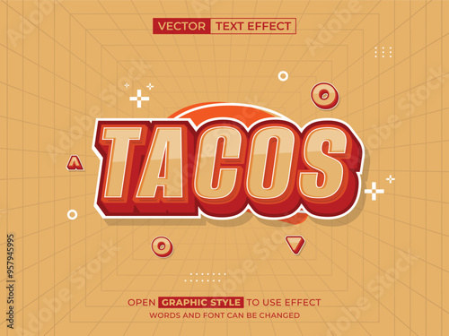tacos editable text, font effect, 3d text for title