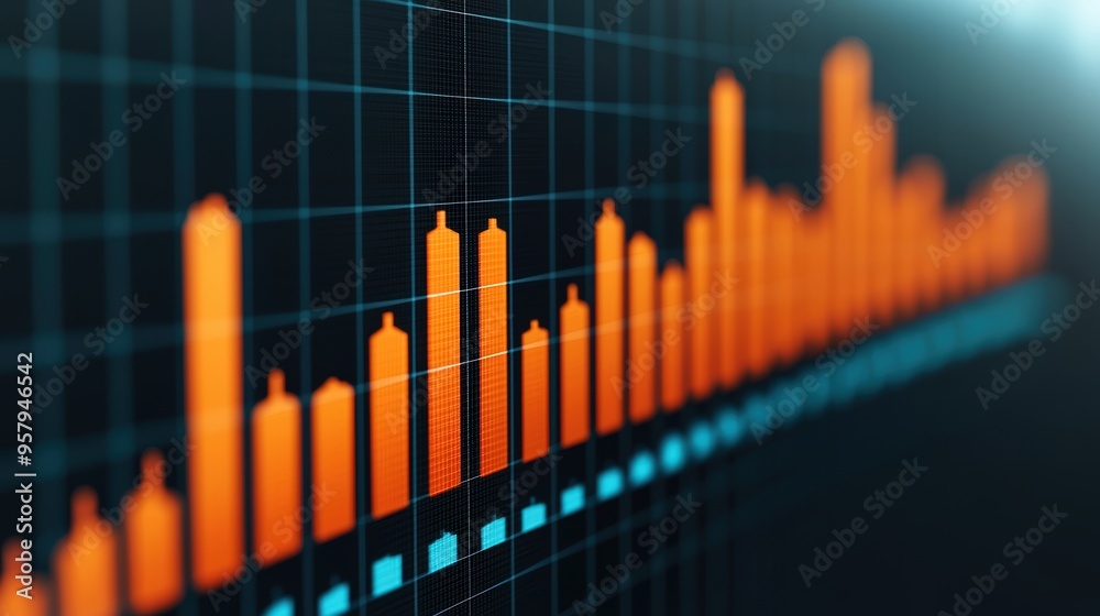 Energetic Business Growth Forecast with Rising Charts, Copy Space. Energetic Business Growth Forecast with Rising Charts, Copy Space.