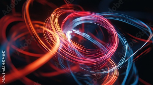 Glowing abstract lines in dynamic motion