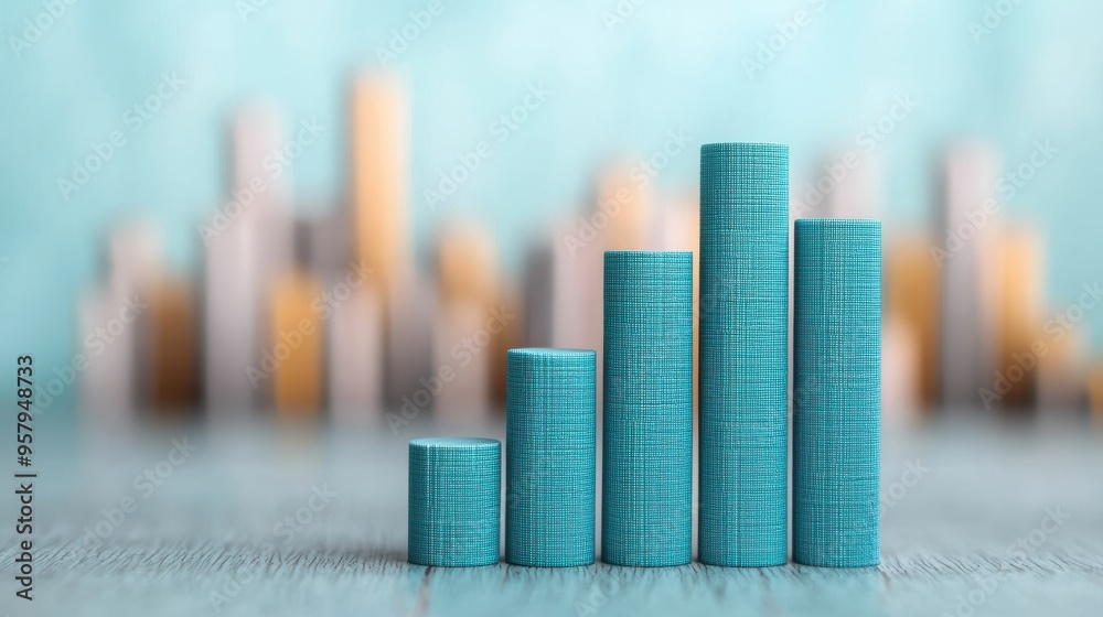 Global Economic Growth Illustrated in Bar Graphs Against City Skyline Background - Copy Space for Text, Selective Focus, Global Economic Growth Illustrated in Bar Graphs Against City Skyline Background - Copy Space for Text, Selective Focus,