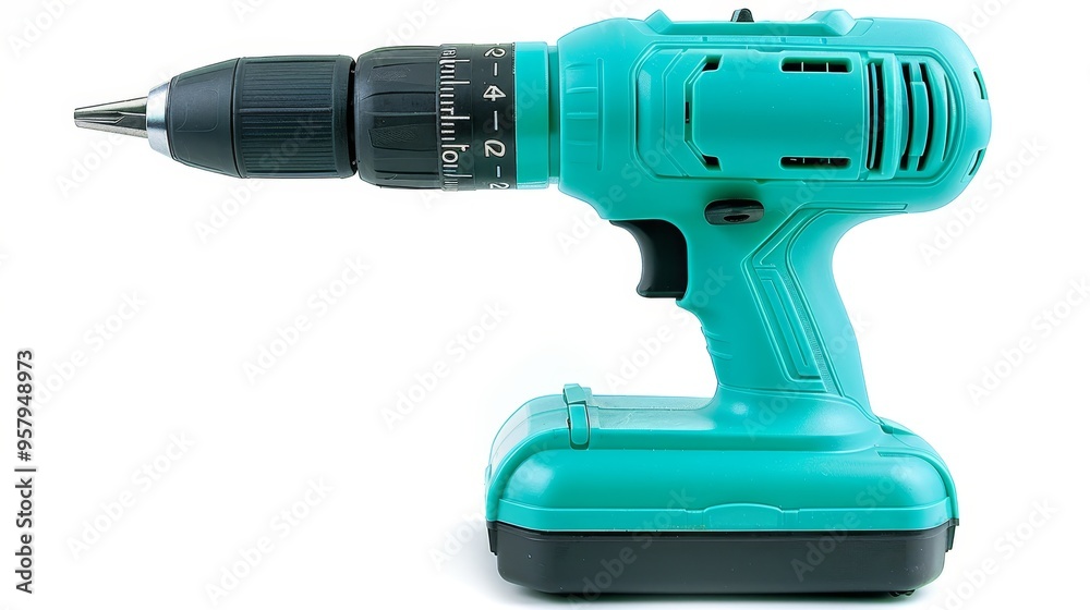 Versatile cordless drill ideal for construction and diy projects on a clean white background Versatile cordless drill ideal for construction and diy projects on a clean white background