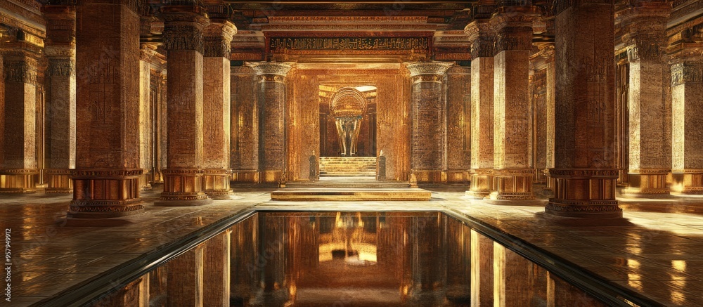 Fototapeta premium 3D rendering of an ancient temple interior