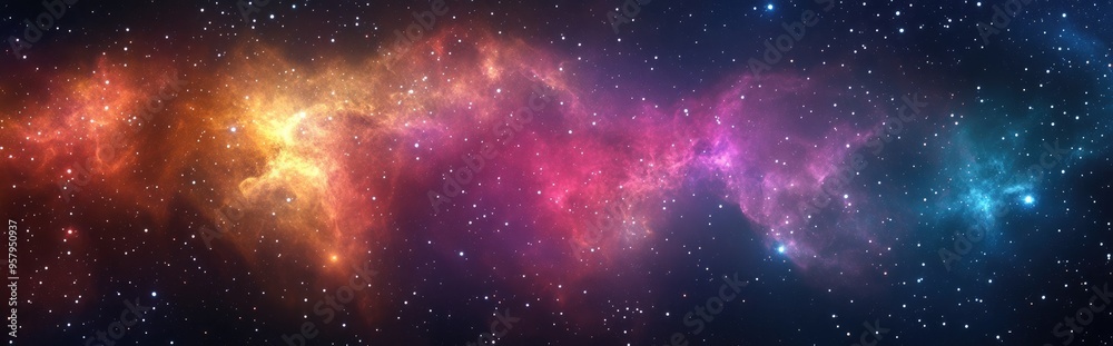 Nebula gas cloud in deep outer space colorful space background with stars illustrated in 3D cartoon rendering science fiction theme Nebula gas cloud in deep outer space colorful space background with stars illustrated in 3D cartoon rendering science fiction theme