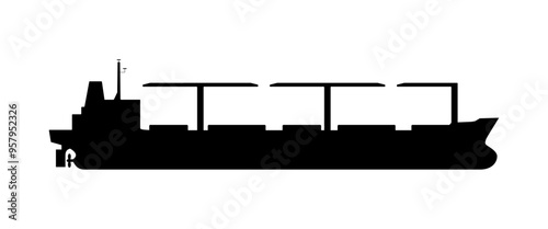 多目的貨物船のアイコン、モノトーン、ベクター