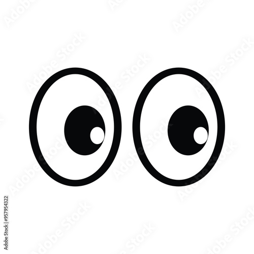 Smile eyes look into the frame. Emoji. A sticker for a chat message. Isolated vector illustration on background.