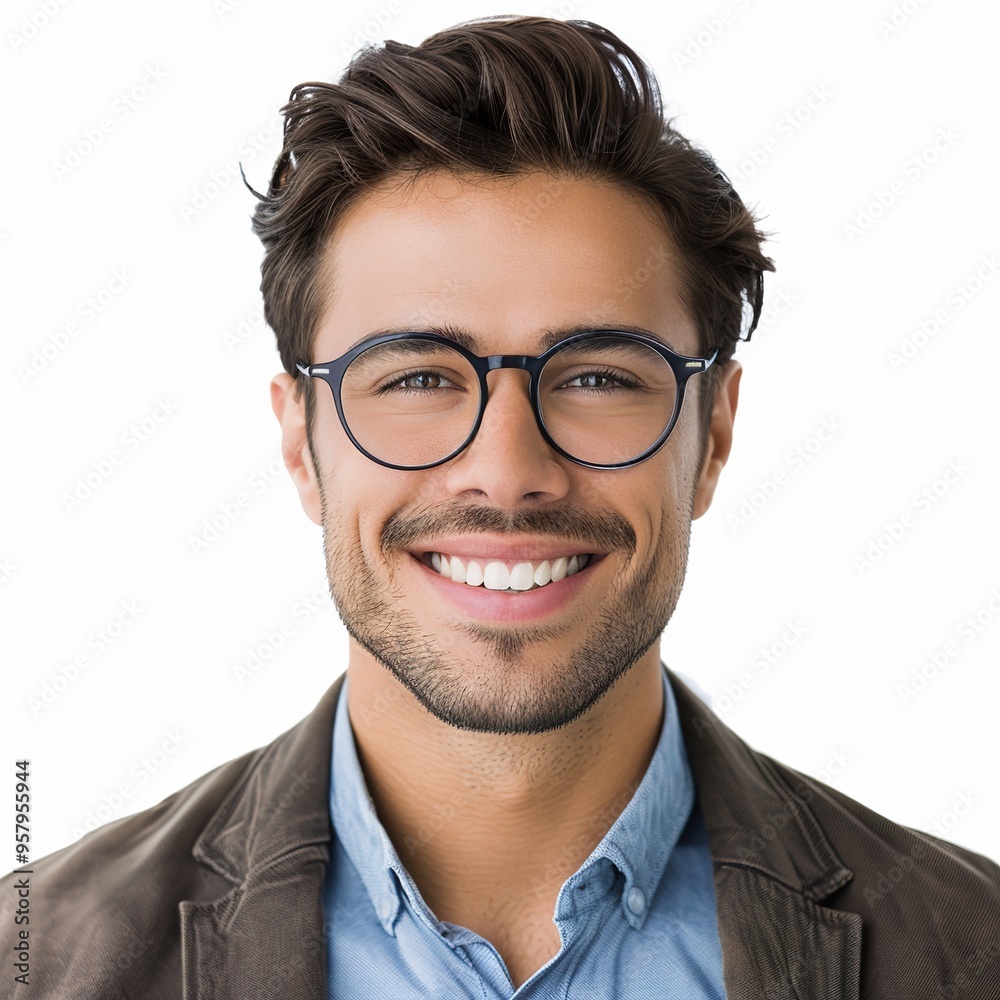 Isolated business man, glasses and portrait