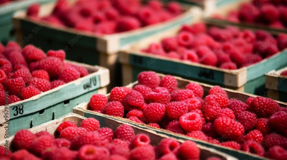 : ripe strawberries arranged on thin wooden box, showcased at a vibrant street food market, capturing the essence of summer and providing a tempting treat. : ripe strawberries arranged on thin wooden box, showcased at a vibrant street food market, capturing the essence of summer and providing a tempting treat.