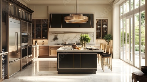 Exquisite Luxury Kitchen with Expansive Cooking Island and Refined Design