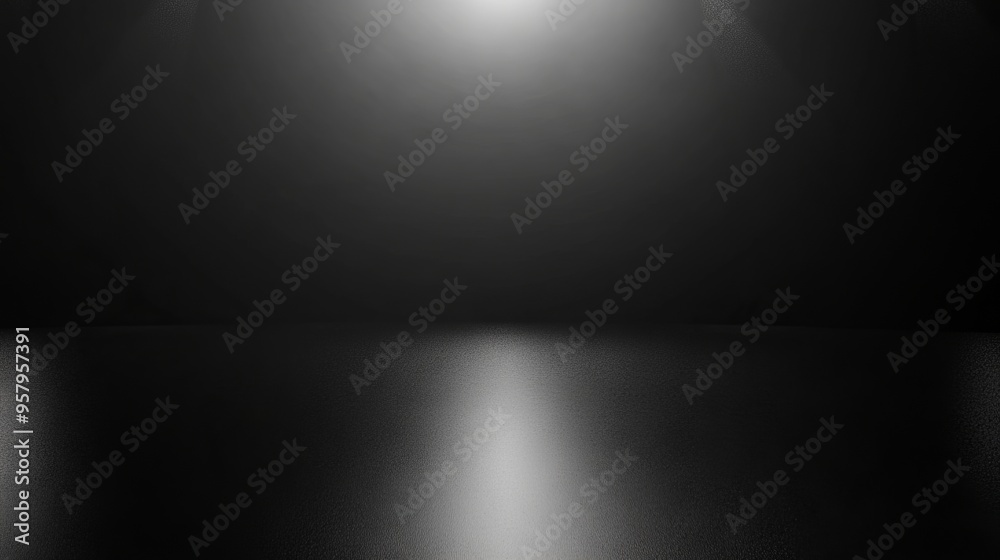 A black and white photo of a dark room with spotlights A black and white photo of a dark room with spotlights