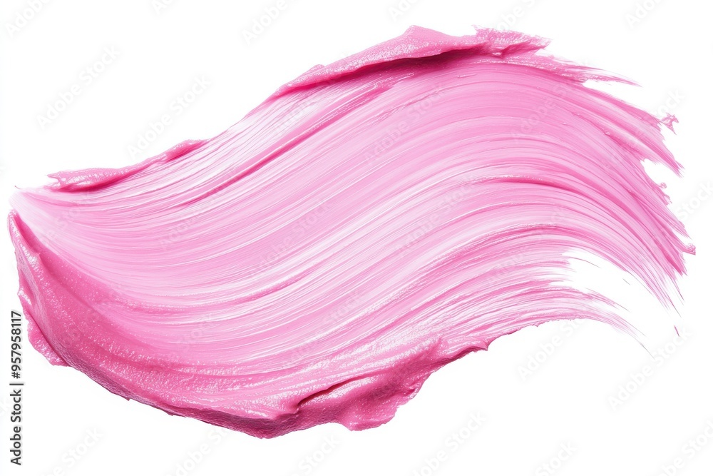 A realistic close-up of a piece of pink torn paper on a white background. A realistic close-up of a piece of pink torn paper on a white background.