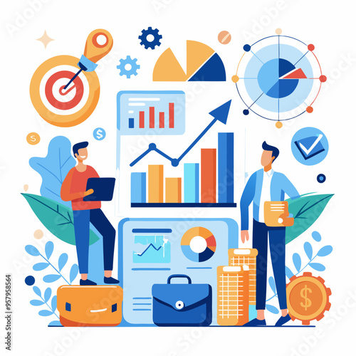 business financial plan market concept, performance of profit growth on 2024, education trend up finance on growth graph money revenue, Businessman analyzes profitability 