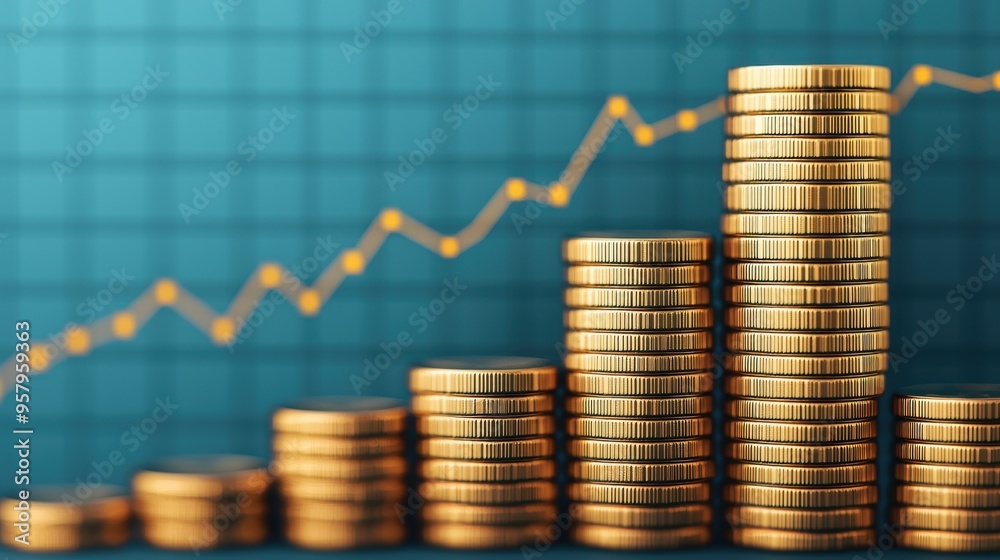 Financial Investment Growth Concept with Layered Charts and Copy Space, Selective Focus in Financial Investment Growth Concept with Layered Charts and Copy Space, Selective Focus in