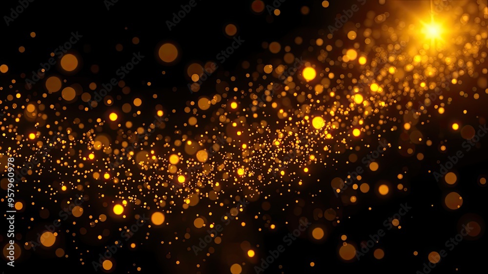 Gold particles on black isolated background, background with bokeh, Golden particles images, Gold particles on black isolated background, background with bokeh, Golden particles images,