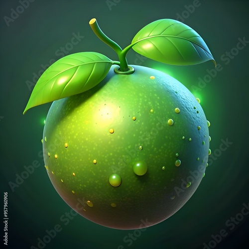 3D illustration of a limeberry. perfect for adding a touch of playful freshness to your designs. photo