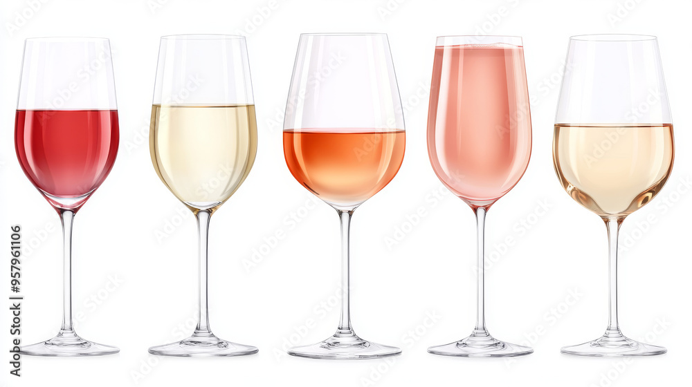 A glass of wine isolated on a white background, showcasing the full depth of field A glass of wine isolated on a white background, showcasing the full depth of field