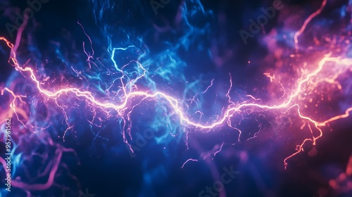 Blue and purple electric lighting, abstract electrical background