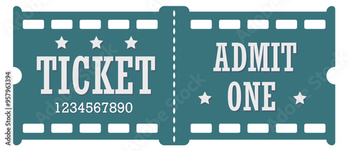 Ticket, templates, unusual shape, dark blue, one entrance, cinema, salon, shop, template.