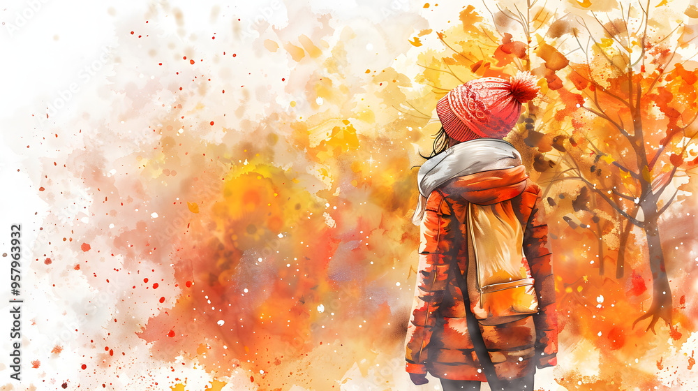 Warm Clothing Autumn Watercolor painting style Warm Clothing Autumn Watercolor painting style