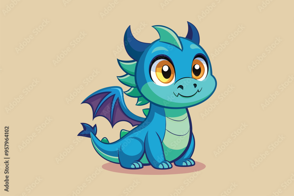 Fototapeta premium Cute dragon cartoon, illustration vector .eps