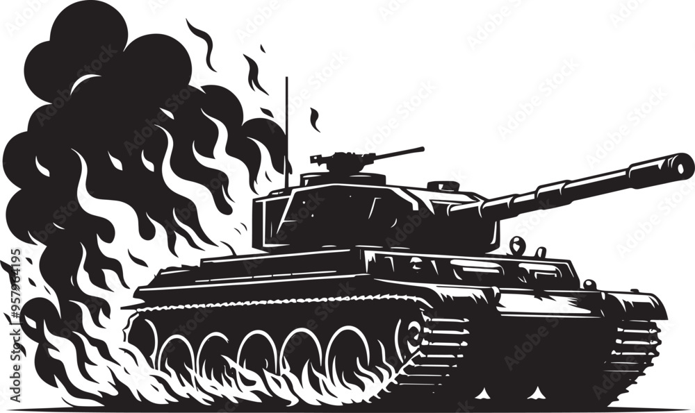 Battle Tank Silhouette vector illustration isolated on a white background military vehicle Battle Tank Silhouette vector illustration isolated on a white background military vehicle