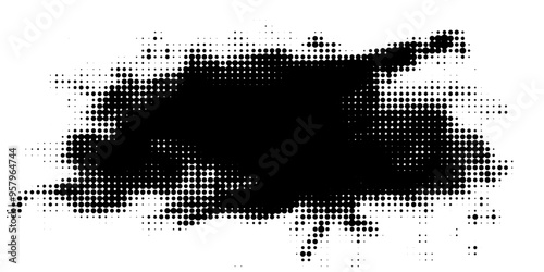 Halftone Grunge Vector Seamless Black and White Texture. Vintage, Dirty, Watercolor, Rough Background, Cracked Ground Texture. Monochrome Print Design Background, Oily. Hand-Painted Dirty Seamless