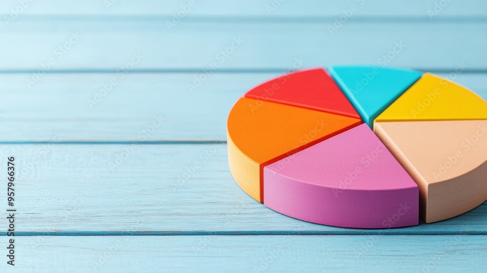 Obraz premium Financial Analysis Concept with Floating Pie Charts in , Copy Space for Text, and Selective Focus on Foreground -