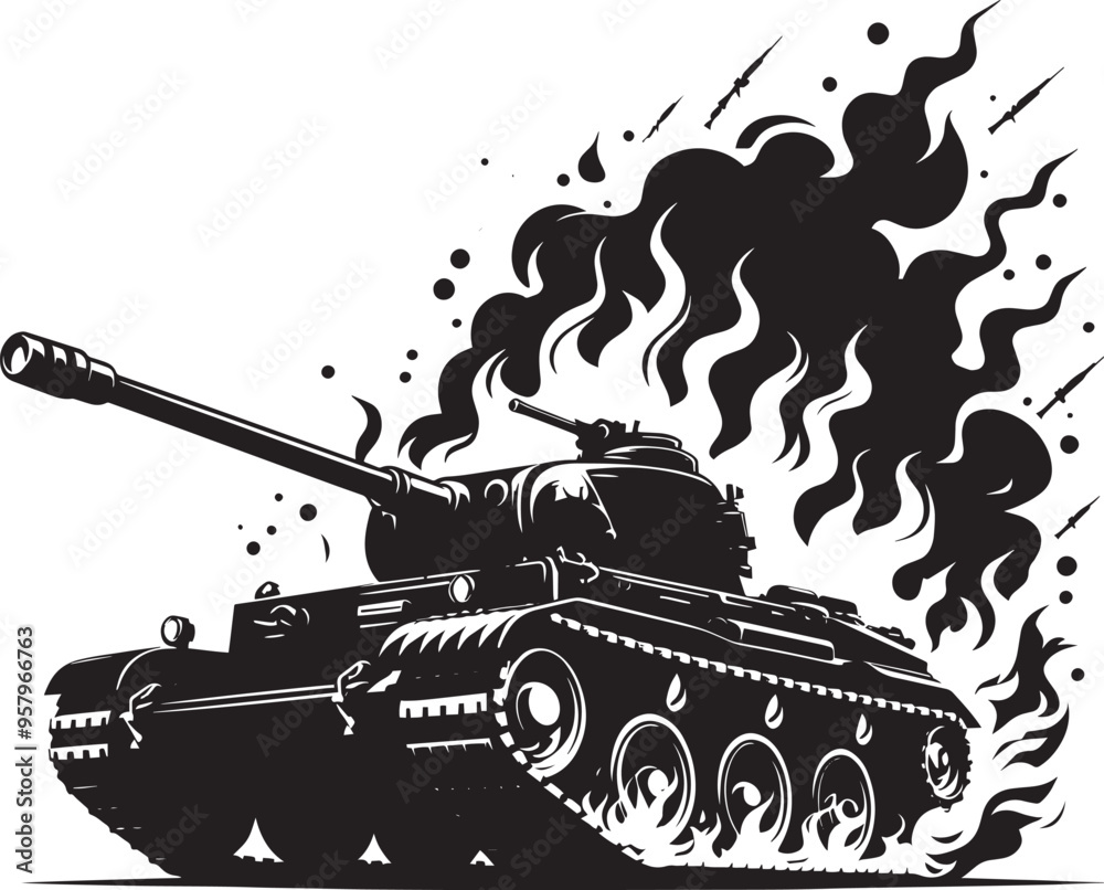 Battle Tank Silhouette vector illustration isolated on a white background military vehicle Battle Tank Silhouette vector illustration isolated on a white background military vehicle