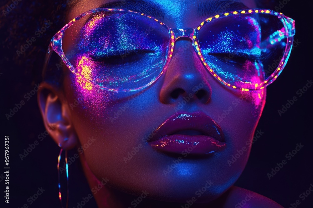 woman with eyes with colorful dust
woman with eyes with colorful dust