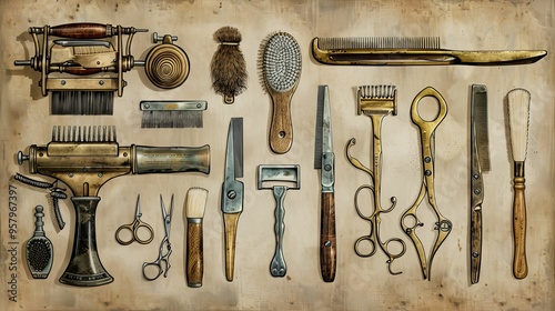 Antique Barber Shop Tools Collection