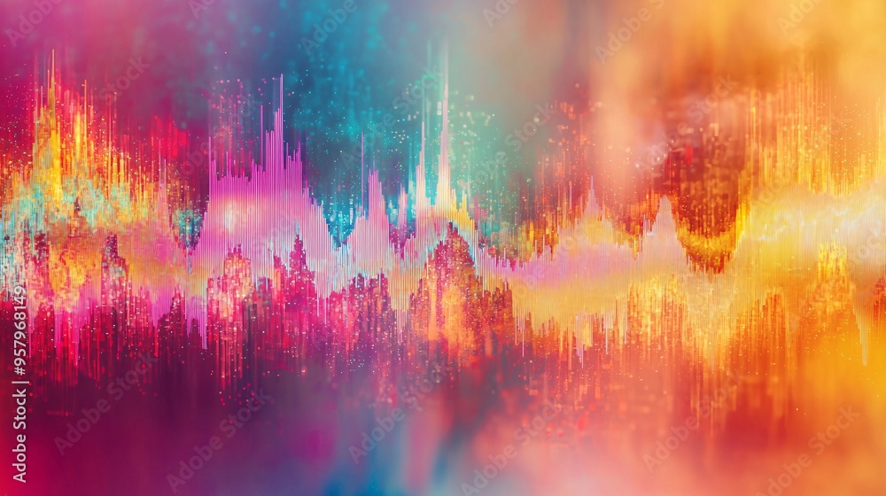 A vibrant depiction of sound waves in vivid hues, capturing the essence of harmony through abstract visuals. A vibrant depiction of sound waves in vivid hues, capturing the essence of harmony through abstract visuals.