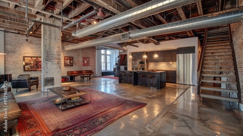 Bright and Spacious Industrial Loft Apartment with Rustic Charm