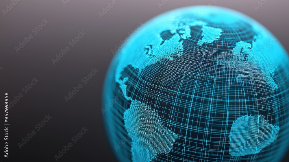 Obraz premium Global Investment Network Concept with Digital Globe in