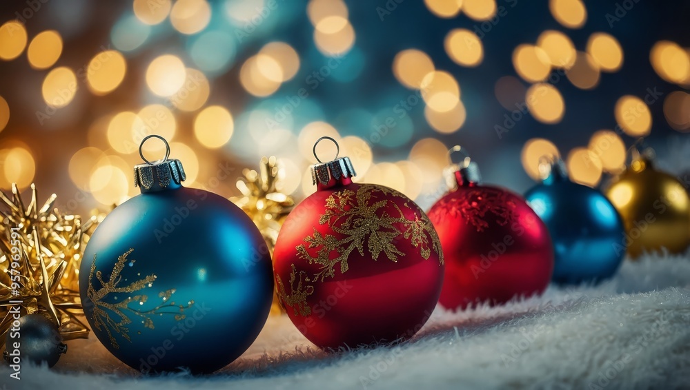 New Year banner with Christmas balls New Year banner with Christmas balls