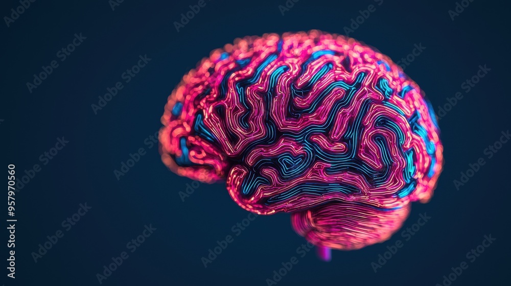 Illuminating Business Innovation - Abstract Glowing Brain with Copy Space for Text in Illuminating Business Innovation - Abstract Glowing Brain with Copy Space for Text in