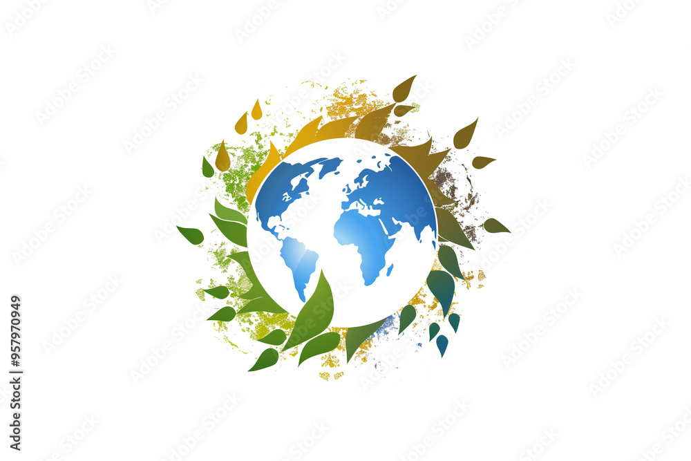 Fotografie Minimal Earth Day logo on white background.