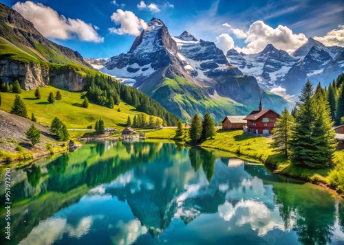 swiss mountains landscape hd wallpaper background.