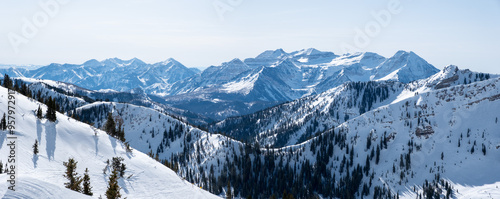 Photography Snow covered mountains panorama Alta Ski Resort, Utah Mountain Range