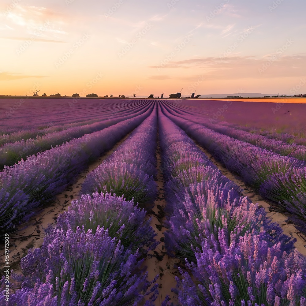 Obraz premium lavender field at sunset
