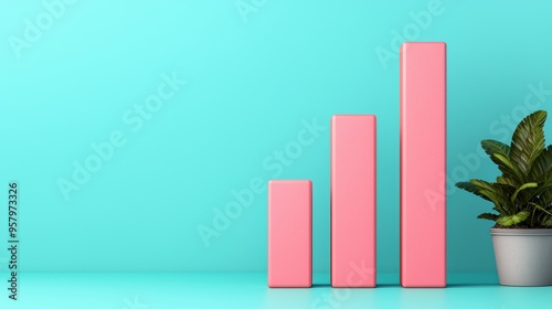 Ascending Financial Growth Bar Chart in with Copyspace, Selective Focus. Quality for Business Concepts