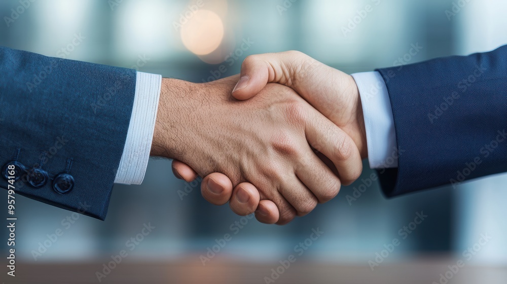 Corporate Partnership Signed Contract on Desk with Copy Space, Selective Focus, - Business Concept Image Corporate Partnership Signed Contract on Desk with Copy Space, Selective Focus, - Business Concept Image