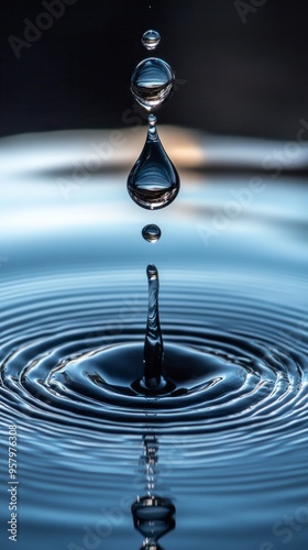 A drop of water is falling into a body of water, creating a ripple effect