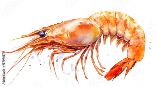 Wallpaper Mural Vibrant Watercolor Shrimp Illustration Perfect for Culinary Inspiration and Seafood Enthusiasts Torontodigital.ca