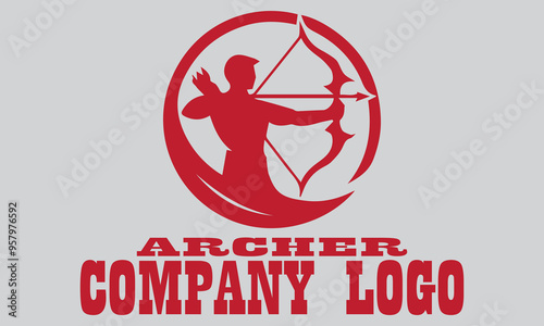 Red archer figure with bow and arrow, ready to shoot. Suitable for designs related to archery themes, suitable for vector, background, battle and medieval