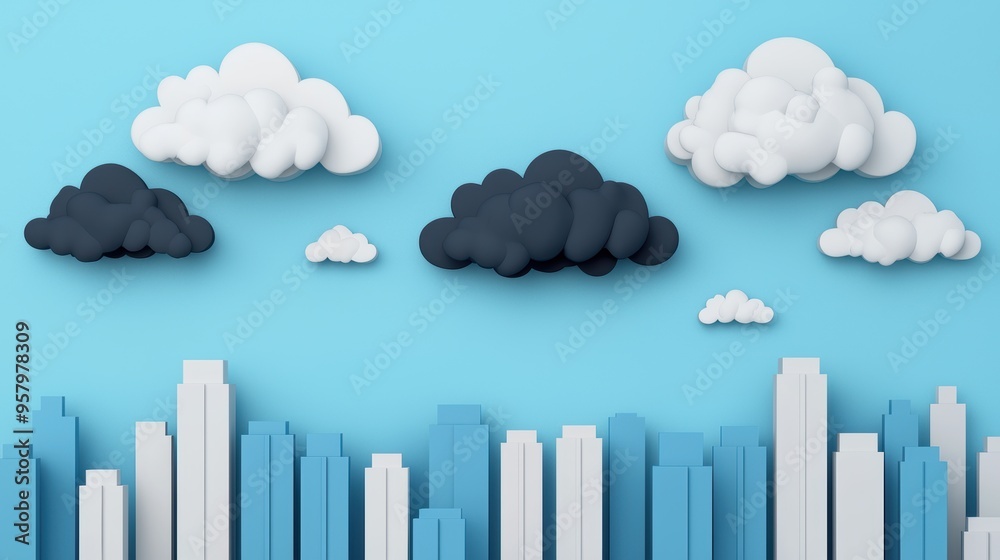 Bleak Economic Outlook - Financial Skyline with Copy Space and Selective Focus in Bleak Economic Outlook - Financial Skyline with Copy Space and Selective Focus in