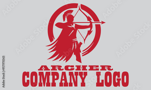 Red archer figure with bow and arrow, ready to shoot. Suitable for designs related to archery themes, suitable for vector, background, battle and medieval