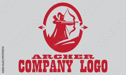 Red archer figure with bow and arrow, ready to shoot. Suitable for designs related to archery themes, suitable for vector, background, battle and medieval