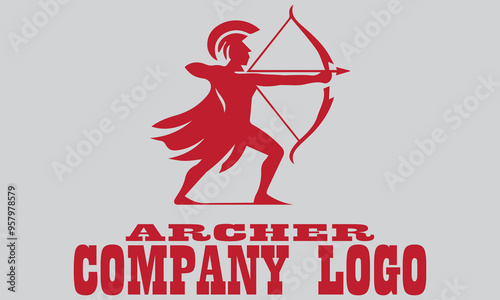 Red archer figure with bow and arrow, ready to shoot. Suitable for designs related to archery themes, suitable for vector, background, battle and medieval