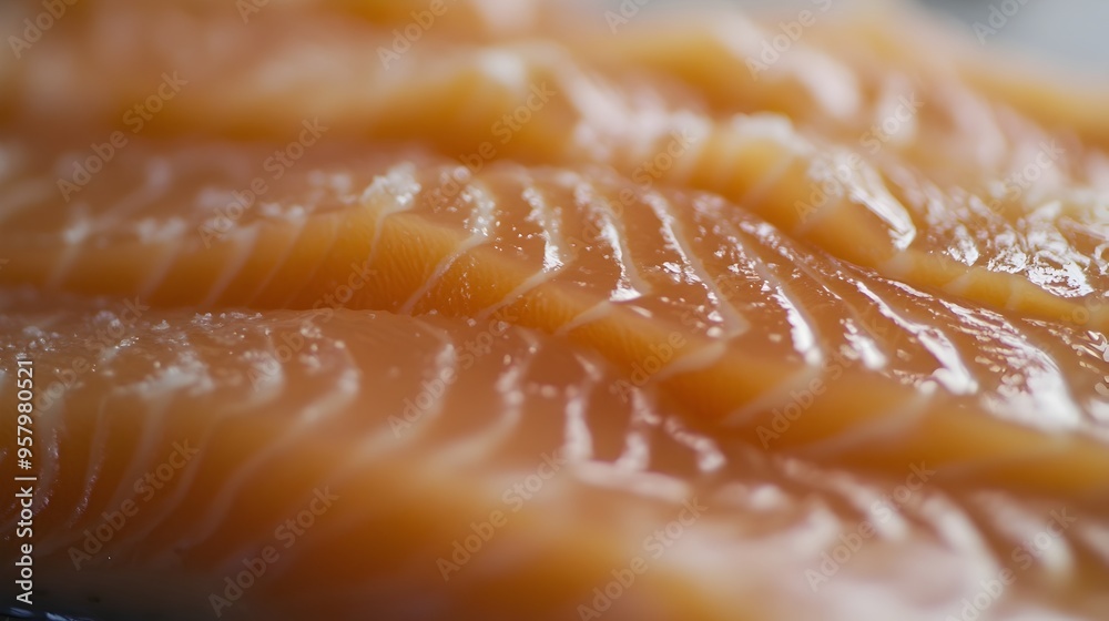 Flaky Poached Salmon with Delicate Texture and Vibrant Colors Flaky Poached Salmon with Delicate Texture and Vibrant Colors
